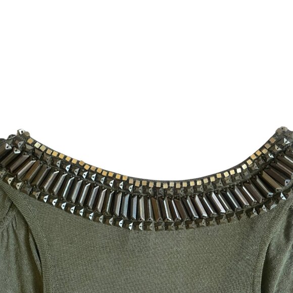 cache khaki flowy beaded scoop neck tank top size medium - Picture 5 of 8